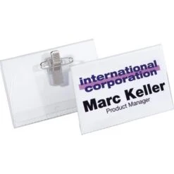 Durable Namensschilder 8694-19, 75 X 40mm, Mit Kombiklemme, Kunststoff, 5 Stück