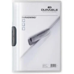 Durable Cliphefter 2290-37 Duraswing, A4, Für 30 Blatt, Transparent, Clip Graphit
