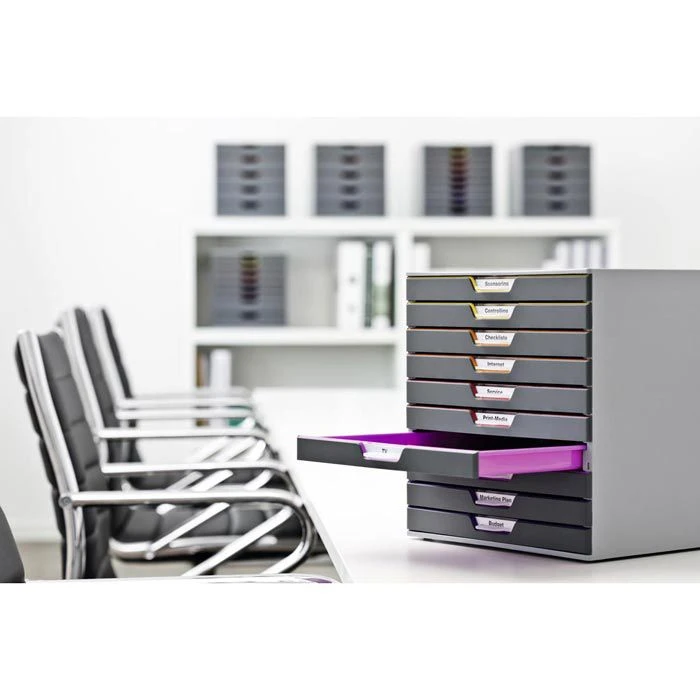 Durable Schubladenbox 763027, Varicolor Mix 10, A4, Kunststoff, 10 Fächer, Geschlossen, Bunt / Weiß – Bild 4