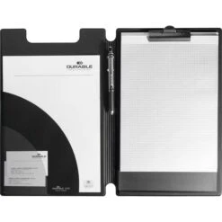 Durable Klemmbrettmappe 233201, A4+, Kunststoffbezug, Mit Stiftehalter, Schwarz