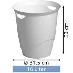 Durable Papierkorb Trend, 1701710010, Weiß, Rund, Aus Kunststoff, 16 Liter -Durable 50a0226066e42ee8341b8d0900fd03c615ba82e9 papierkorb durable trend 1701710010 weiss
