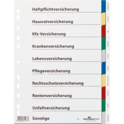Durable 6741-27 Versicherungsregister Kunststoff, A4, Blanko, 10-teilig