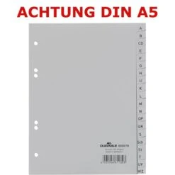 Durable Register 6550-10, A5, A-Z, Kunststoff, 20-teilig, Grau