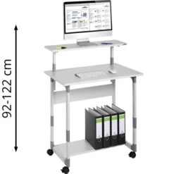 Durable 39 Durable Computertisch 3718-10, SYSTEM, Höhenverstellbar, 80 X 92-122 X 56,4cm, Grau