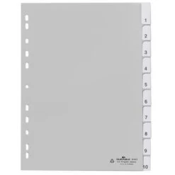 Durable 6441-10 Register Kunststoff, A4, Blanko, 10-teilig, Grau, Mit Fenstertaben -Durable 75d4988901e86bf3e1a79256006a83baff03717f register durable 6441 10 a4 blanko