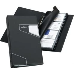 Durable Visitenkartenbuch 2461-58 Visifix Pro, A5, A-Z, Kunststoff, Anthrazit, 4-Ring, Für 200 Karten