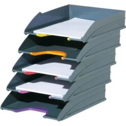 Durable Briefablage 7705-57, Varicolor Set, A4, Grau / Bunt, Kunststoff, 5 Stück -Durable 989bd9edd64456c11db46d0a2ff62bbac8cd1926 briefablage durable 7705 57 varicolor set a4