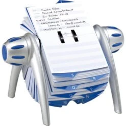 Durable 2416 Telindex Flip Vegas Rollkartei, Silber / Blau