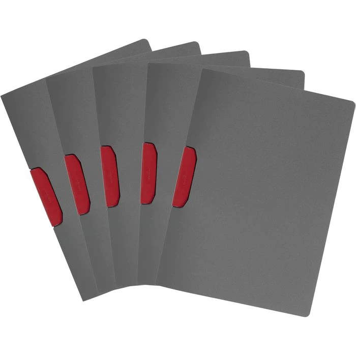 Durable Cliphefter 2304-03 Duraswing Color, A4, Für 30 Blatt, Anthrazit, Clip Rot, 5 Stück