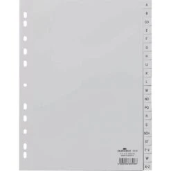 Durable 6510-10 Register Kunststoff A-Z, A4, 20-teilig, Grau